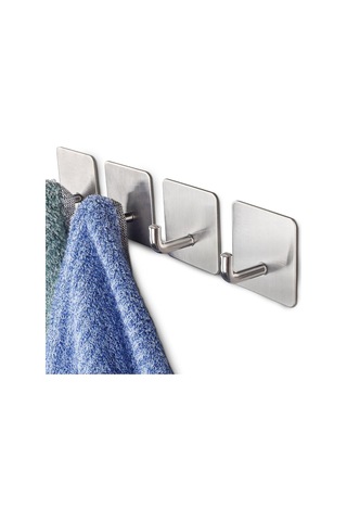 4 Adet Duvara Monte Kanca 304 Paslanmaz Çelik Asma Kancaları Mutfak Banyo Yatak Odası İçin Gümüş