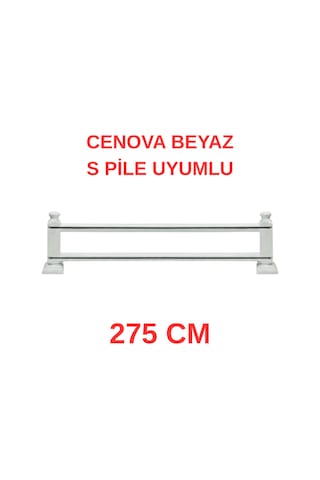 Cenova S Pile Ve Perde Düğmesi Uyumlu Çetray Çift Raylı Modern Ahşap Rustik Beyaz 275 Cm Beyaz