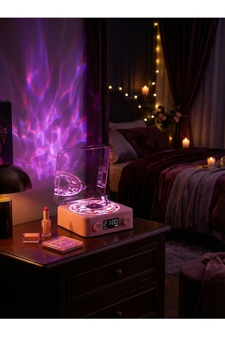 Waves Nostalji Plak Çalar Bluetooth Subwoofer 3d Ses Dalgası Retro Müzik Plak Çalar