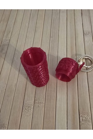 Çiçekli Model Ruj Ve Balım Kutusu Anahtarlık Çanta Charm Kırmızı