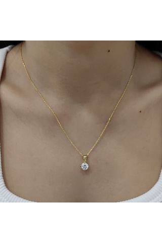 Chavin 1 Carat Swarovski Tektaş Gümüş Kadın Kolye Dh16Sr