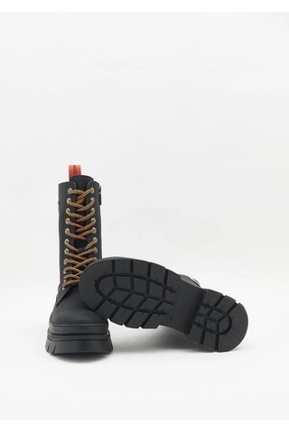 Harley Davidson Brigett Black Baskı Deri Kadın Bot Siyah