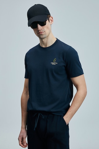 Lufian 111020263 Olıvıa Modern Grafik T- Shirt Erkek Tişort Lacivert