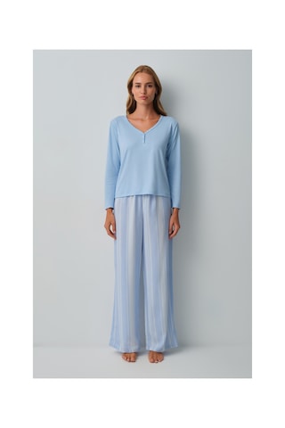 Suwen Freya V Yaka Pijama Takımı Wsh105101211196 Mavi
