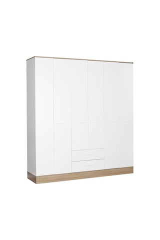 adoremobilya Base 6 Kapılı 2 Çekmeceli Gardırop-Italyan Meşe / Beyaz