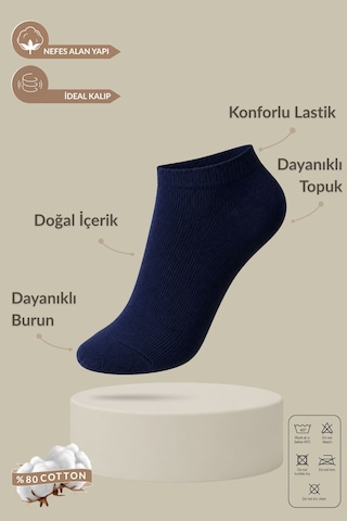 Orbis 7'li Erkek Pamuk Yoğun Yumuşak Patik Düz Çorap Siyah - Beyaz - Gri