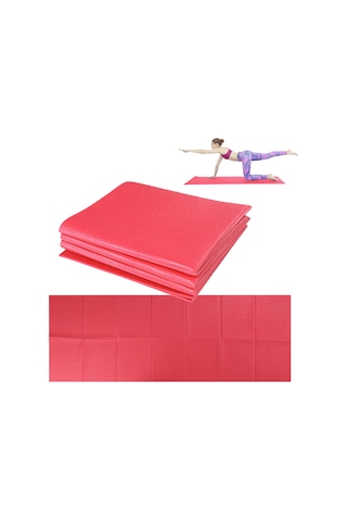 Ranyeek Kırmızı Pvc Katlanabilir Spor Matı - 173x61cm Yoga, Egzersiz Ve Yatmak Çalışmaları İçin Taşınabilir Antrenman Ped Kırmızı
