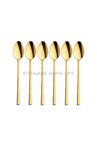 6 Lı Gold Çay Kaşığı Seti 11 Cm 18/10 Paslanmaz Çelik Parlak Kaşık Takımı