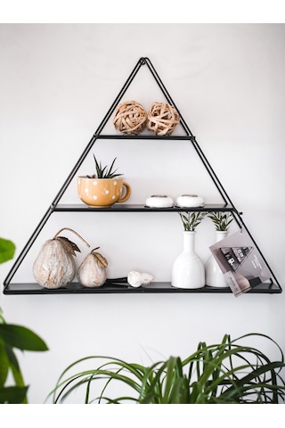 DEKORATİF METAL RAF ÜÇGEN DUVAR RAFI KURULUM GEREKTİRMEYEN TEK PA