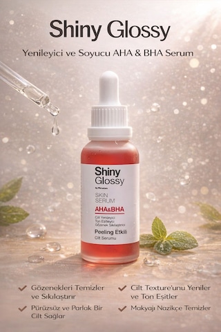 Shiny Glossy Shiny Glossy Yüz Temizleme Yağı 200 ML + Aha-Bha Peeling Etkili Serum 30 ML