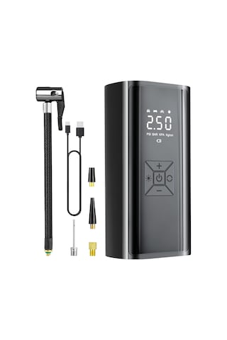 Tr Şarjlı Lastik Şişirme Hava Kompresörü, 150 Psı Dijital Lcd Ekranlı, 6000 Mah Bataryalı, Powerbank Özellikli, Genel