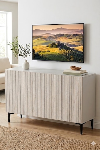 Ka1214bt Zeynep Konsol Ve Tv Sehpası Beyaz-traverten 120cm