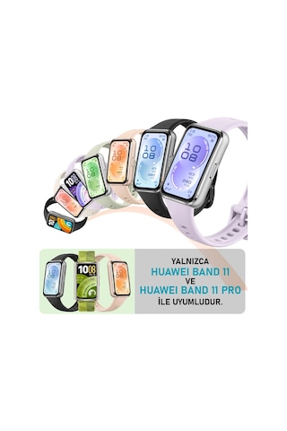 Caseonn Huawei Band 11 Pro Kordon Tam Korumalı Spor Silikon Kordon Kayış Pudra