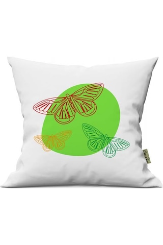 Çizgi Kelebek Desenli Çift Yön Dijital Baskılı Dekoratif Kırlent Kılıfı Yastık Kılıfı 39x39cm Karışık/Çok Renkli