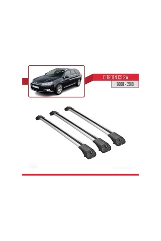 Citroen C5 Sw 2008-2018 Arası İle Uyumlu Ace-1 Ara Atkı Tavan Barı Gri 3 Adet Bar