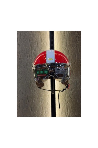 Retro Açık Kask Kırmızı Kırmızı