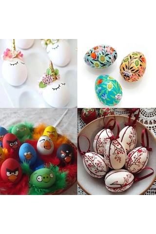 2'li Paskalya Strafor Yumurta Seti, Hobi, Boyama Ve Süsleme Malzemesi, Boyanabilir Köpükler 8x6 Cm
