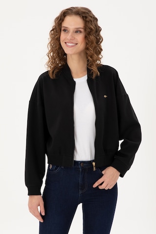 U.S. Polo Assn. Kadın Siyah Bisiklet Yaka Fermuarlı Sweatshirt 50299000-VR046