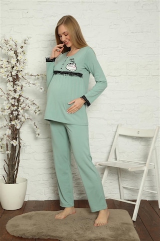 Akbeniz Kadın Hamile Lohusa Su Yeşili Pijama Takımı 45201-su Yeşili