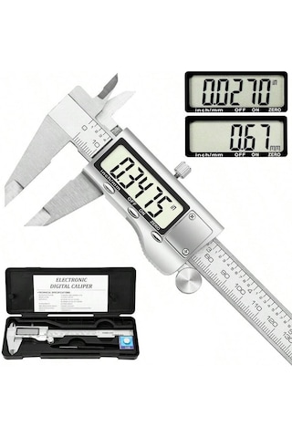 Paslanmaz Çelik Dijital Göstergeli Kumpas 150mm Kalınlık Ölçer