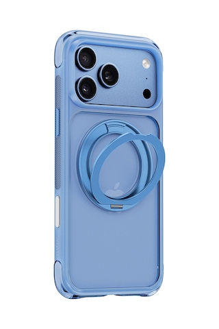 Apple iPhone Uyumlu 18 Pro Kılıf Wiwu Ag-203 Aeroguard Ultra Serisi M-safeli Airbag Standlı Kapak Açık Mavi