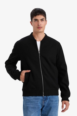 Defacto Regular Fit Kolej Yaka Bomber Astarlı Fermuarlı Kaşe Mont F7750ax26spbk27 Siyah-bk27