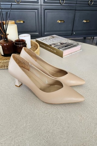 10 1896 Topukla Kadın Kadeh Topuklu 6 Cm Topuklu Stiletto Ayakkabı Ten