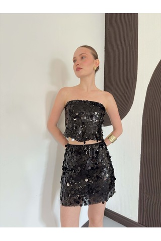 Verymoda Pullu Etek D2928 Siyah