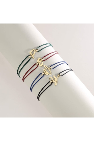 Sembol Gold 14k İpek Tasarım Harf Bileklik Sarı Altın