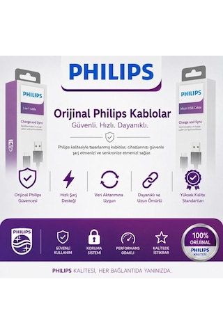 Philips Usb-a To Usb-c Kablo 1.2 Metre Dayanıklı Örgülü Hızlı Şarj Senkronizasyonlu Type-c Kablo