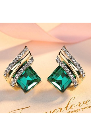 Mavi Kırmızı Zirkonyumlu, Yeşil, Siyah Küpeli, Nişan Küpeli, Düğün, Yıldönümü Hediyesi, Parti, Takı İle Şık Kadın Sandıklar Mavi