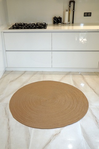 Jüt Yuvarlak Hasır Görünümlü Klasik Halı Kilim Jüt