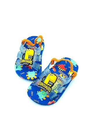 Gezer 13291 Dinazor Desenli Erkek Bebe Havuz Plaj Terlik-sandalet Mavi