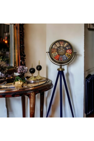 Eskitme Metal Ofis Salon Otel Ayaklı Seyyar Saat B10 Eskitme