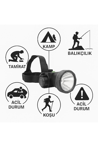 Başa Takılan Led Güçlü Arama Feneri 46 Saat Çalışma Süresi 3 Mod