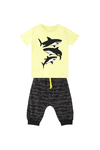 Denokids Mushi Sharks Erkek Çocuk T-shirt Kapri Şort Takım Çok Renkli