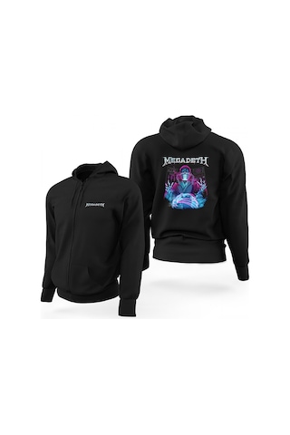Megadeth Ruler Of The World Siyah Fermuarlı Limited Edit. Kapşonlu Sweat Siyah