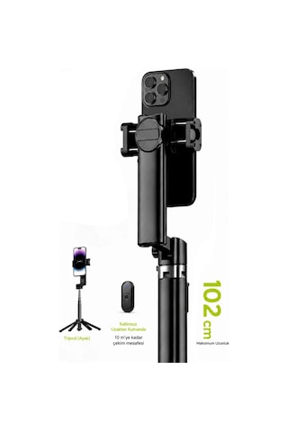 Bluetooth Kumandalı Gimbal Sabitleyici 102cm Selfie Çubuğu Ve Tripod Yatay Ve Dikey Eksenli Işık Takılabilir Diğer