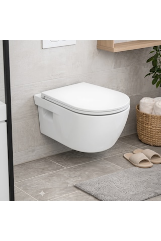 Isvea Soluzione Xx Asma Klozet 52 Cm - Kapak Dahil, Beyaz Soft Close 2 Parça Set Isv.36.01.03.05
