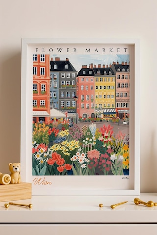 Viyana Avusturya Çerçeveli Tablo Seyahat Severlere Salon Ve Ofis İçin Estetik Duvar Dekoru Travel Flower Market