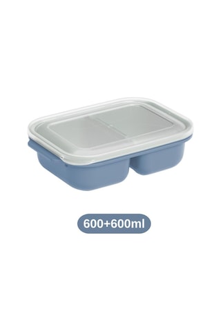 2 Adet İki Bölmeli Saklama Kabı, Taşınabilir Kahvaltılık Diyet Beslenme Kutusu 2 Li Set 600+600ml Renkli
