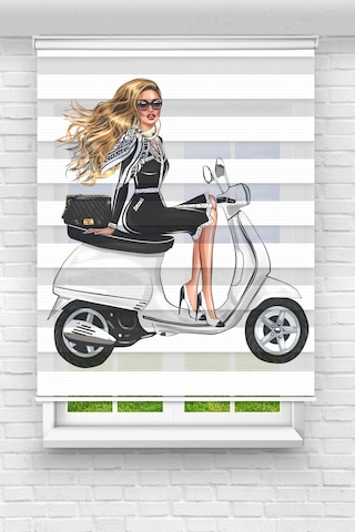 Perdeoutlet38 Baskılı Renkli Motosikletli Kız1 Dijital Baskılı Zebra Perde-cocuk Odası-stor Perde Çok Renkli