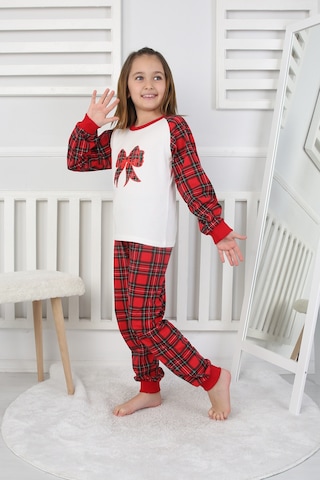 Kız Çocuk Pijama Takımı Papyon Beyaz
