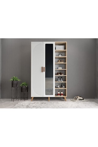 Robe Membran 3 Kapaklı Portmanto Montaj Dahil Meşe Beyaz 120 Cm