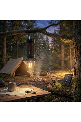 Güneş Enerjili 3 Mod Şarjlı Kamp Feneri 10w Taşınabilir Led Aydınlatma