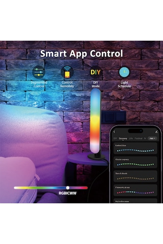 Geeroyoo Rgb Led Müzik Ritmi Işıklı Lambalar, Bluetooth+2.4g Kontrol, Akıllı Wi-fi Desteği, Oyun Ve Ev Dekoru İçin Çift Paket Renkli