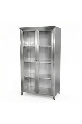 İlaç Ve Malzeme Dolabı, Paslanmaz, Camlı Ve Kilitli, Tıbbi Depolama, 90x41x180 Çelik İlaç Ve Malzeme Dolabı, Paslanmaz, Camlı Ve Kilitli, Tıbbi Depolama, 90x41x180 Çelik