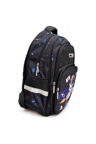 Kids Astronot Galakside İlkokul Çantası 41 Cm Su Geçirmez Okula Dönüş Siyah