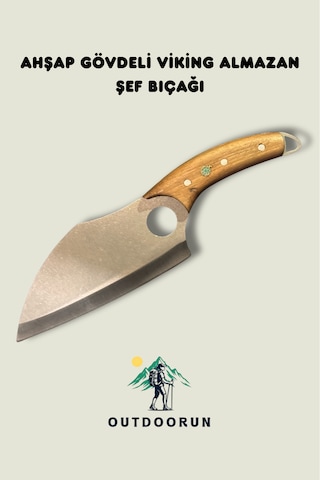 Ahşap Gövdeli Viking Almazan Şef Kamp Bıçağı 28 Cm Kahverengi