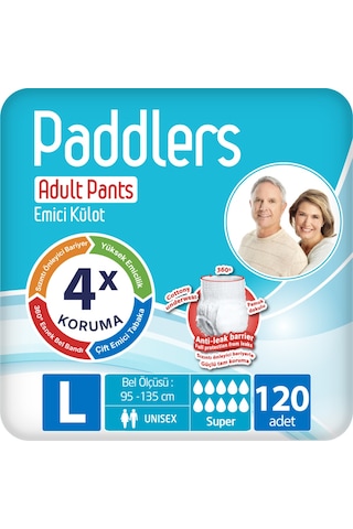 Paddlers Yetişkin Hasta Emici Külot Bez Large 120 Adet